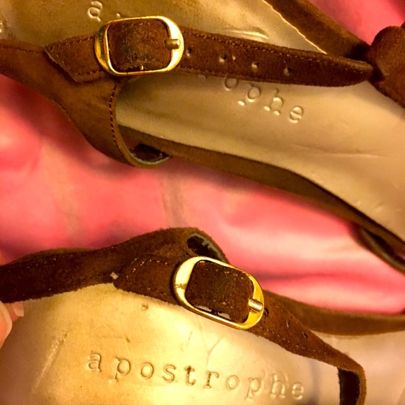 Apostrophe Brown Suede Wedges - Picture 9 of 15